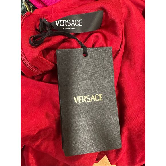 VERSACE Embellished twist-front jersey midi dress IT40/US4 $2490 - Picture 8 of 10